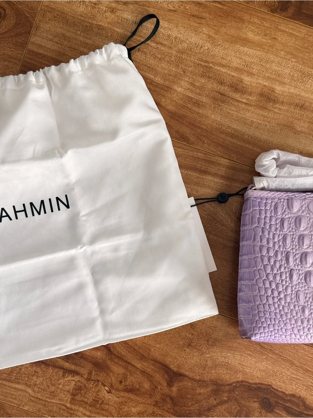 NWT Brahmin Lavender Croc Embossed Leather Shoulder Crossbody Bag w/ Dust Bag
